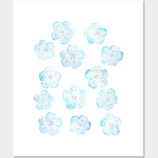 Blue Nemophila Flower pattern Posters and Art